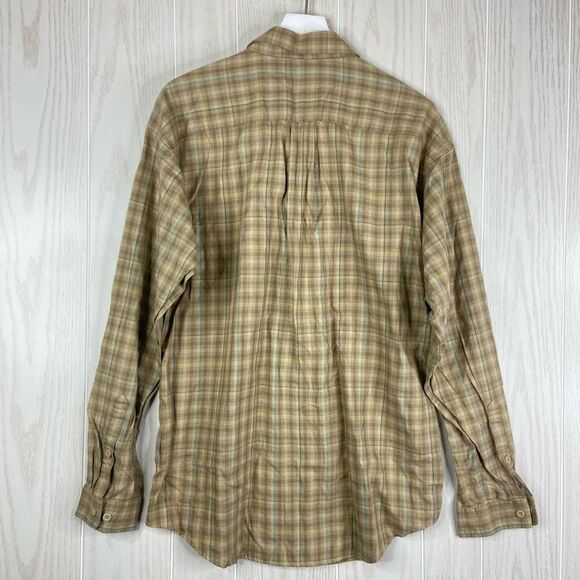 Patagonia Button-Down Shirt Mens Large 100% Organic Cotton Plaid Retro Khaki - Picture 6 of 6